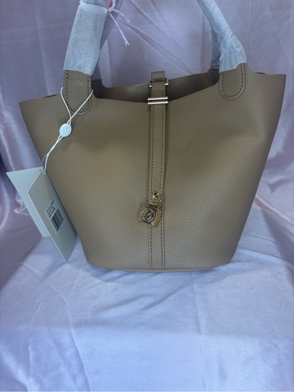 NWT Valentino Orlandi Taupe Bucket Bag with Pouch